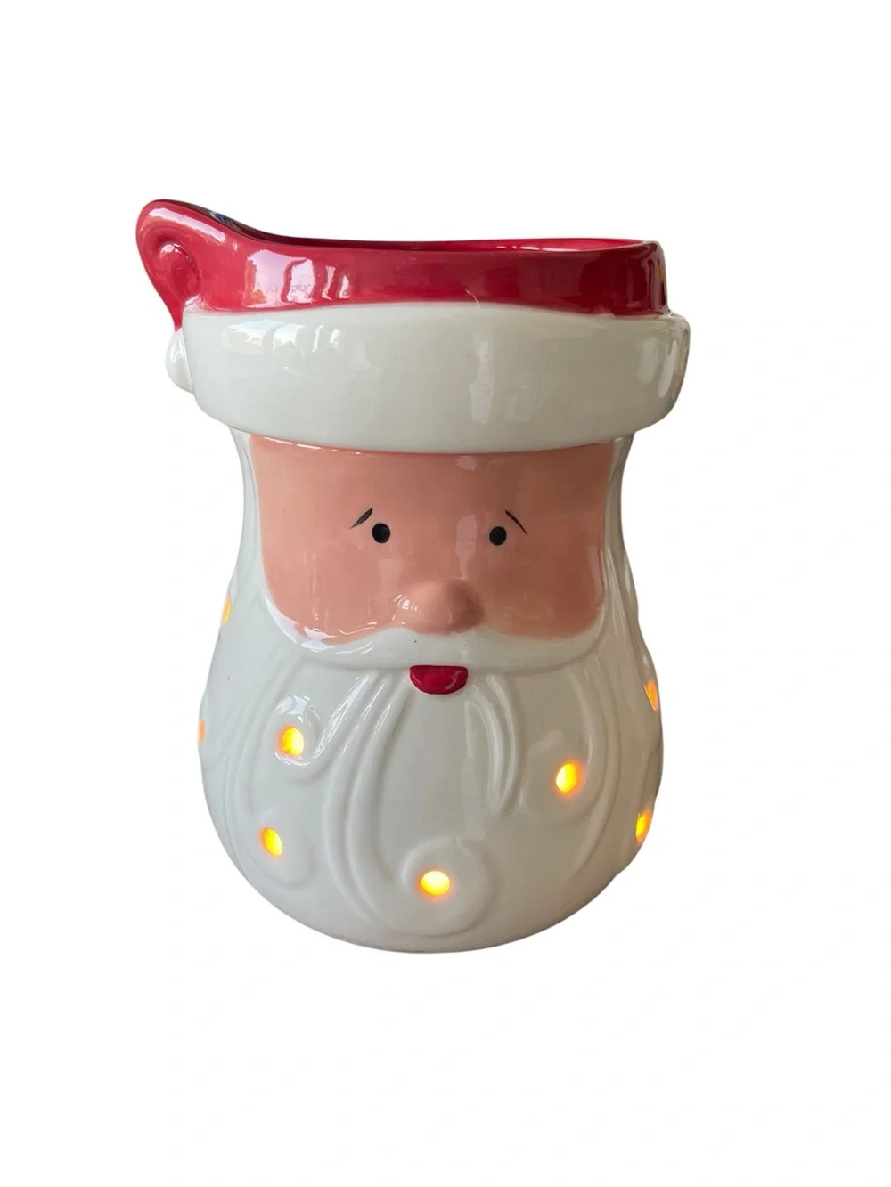 Santa Ceramic Wax Warmer - White and Red Holiday Decor